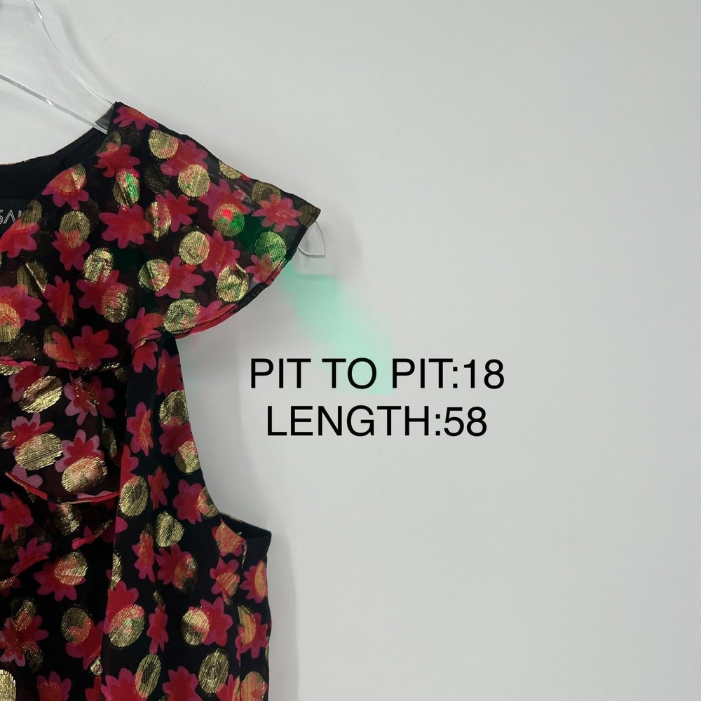 Saloni Anita Dress Womens 10 Floral Polka Dot Event Wedding Metallic Sparkle‎ - Picture 5 of 12
